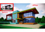 change the exterior or interior house color and modernize in photoshop